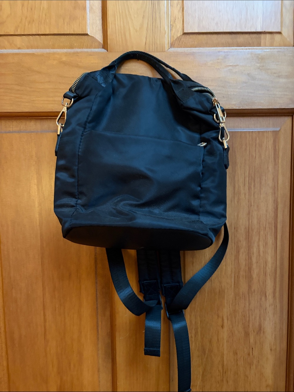 Women's Black Nylon Mini Backpack Handbag - Versatile Everyday Bag